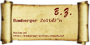 Bamberger Zoltán névjegykártya